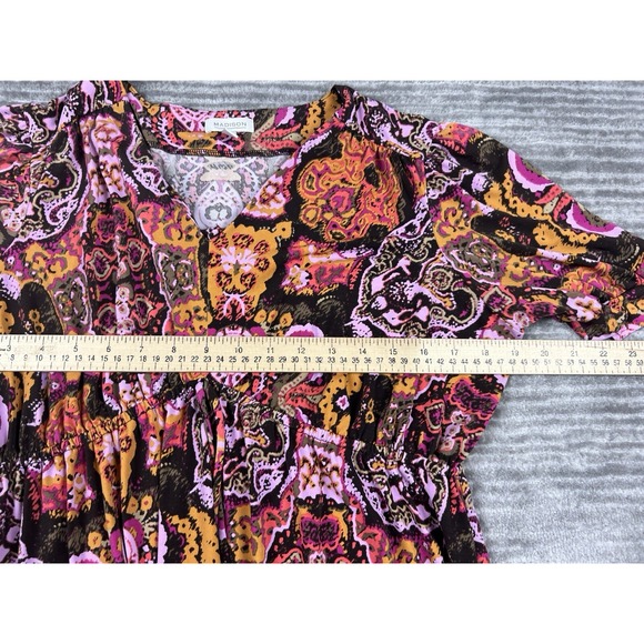 Madison Dress Womens‎ Large Multicolor V-Neck ALine Short Sleeve Polyester Blend - Picture 4 of 11